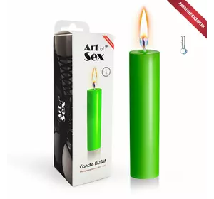 Зелена воскова свічка Art of Sex size M 15 см низькотемпературна, люмінесцентна