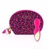 Мінівібромасажер Rianne S: Lovely Leopard Pink, 10 режимів роботи, косметичка-чохол, мед.силікон