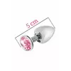 Металева анальна пробка з рожевим кристалом MAI Attraction Toys №72, довжина 5 см, діаметр 2,5 см