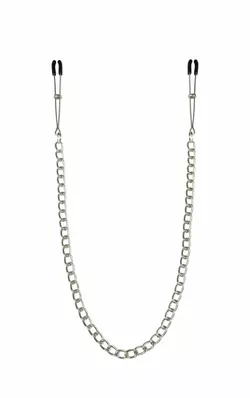 Тонкі затискачі для сосків з ланцюжком Feral Feelings - Chain Thin nipple clamps, срібло/чорний