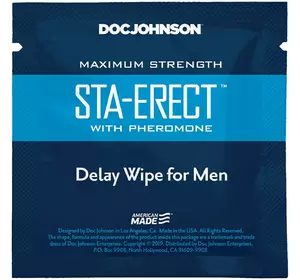 Пролонгуюча серветка Doc Johnson Sta-Erect Delay Wipe For Men з феромонами