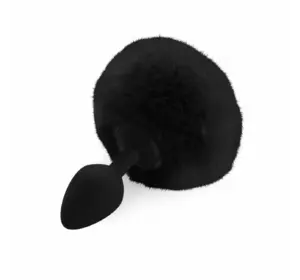 Силіконова анальна пробка М Art of Sex - Silicone Bunny Tails Butt plug, колір Чорний, діаметр 3,5 с