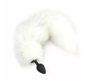Силіконова анальна пробка з хвостом із натурального хутра Art of Sex size M White fox