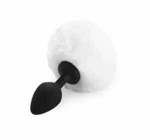 Силіконова анальна пробка М Art of Sex - Silicone Bunny Tails Butt plug, колір Білий, діаметр 3,5 см