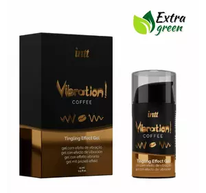 Рідкий вібратор Intt Vibration Coffee (15 мл) EXTRA GREEN, дуже смачний, діє до 30 хвилин