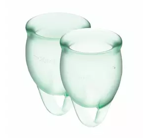 Набор менструальных чаш Satisfyer Feel Confident (light green), 15мл и 20мл, мешочек для хранения