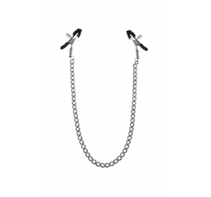 Затискачі для сосків з ланцюжком Feral Feelings - Nipple clamps Classic, срібло/чорний