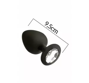 Анальна пробка з кристалом MAI Attraction Toys №49 Black, довжина 9,5 см, діаметр 4 см