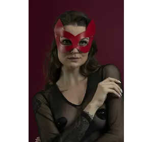 Маска кішечки Feral Feelings - Kitten Mask, натуральна шкіра, червона