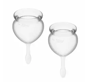Набір менструальних чаш Satisfyer Feel Good (Transparent), 15мл і 20мл, мішечок для зберігання