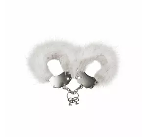 Наручники металеві Adrien Lastic Handcuffs White з білою пухнастою обробкою