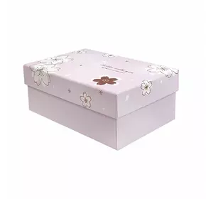 Подарункова коробка з квітами рожева, S - 22.5х15.5х9 см