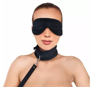 Набір нашийник з повідцем та маска Art of Sex - Soft Touch Light, Чорний