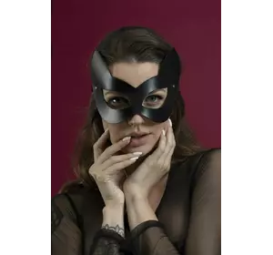 Маска кішечки Feral Feelings - Kitten Mask, натуральна шкіра, чорна