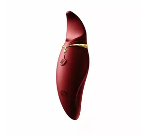 Вібратор 2в1 з язичком Zalo — Hero Wine Red, кристал Swarovski