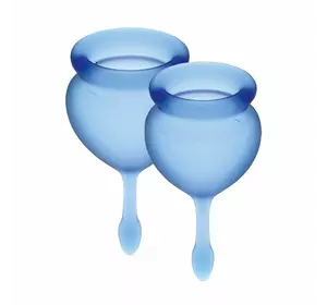 Набор менструальных чаш Satisfyer Feel Good (dark blue), 15мл и 20мл, мешочек для хранения