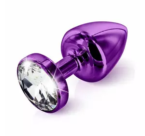 Анальна пробка Diogol ANNI round purple 35мм, з кристалом Swarovsky
