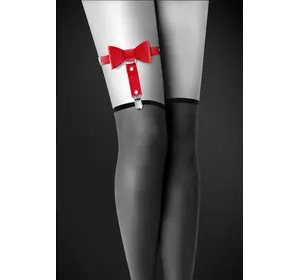 Гартер на ногу Bijoux Pour Toi - WITH BOW Red, сексуальна підв'язка з бантиком, екошкіра