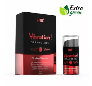Рідкий вібратор Intt Vibration Strawberry (15 мл) EXTRA GREEN, дуже смачний, діє до 30 хвилин