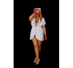 Еротичний костюм медсестри «Старанна Луїза» XL, халатик, шапочка, рукавички, маска